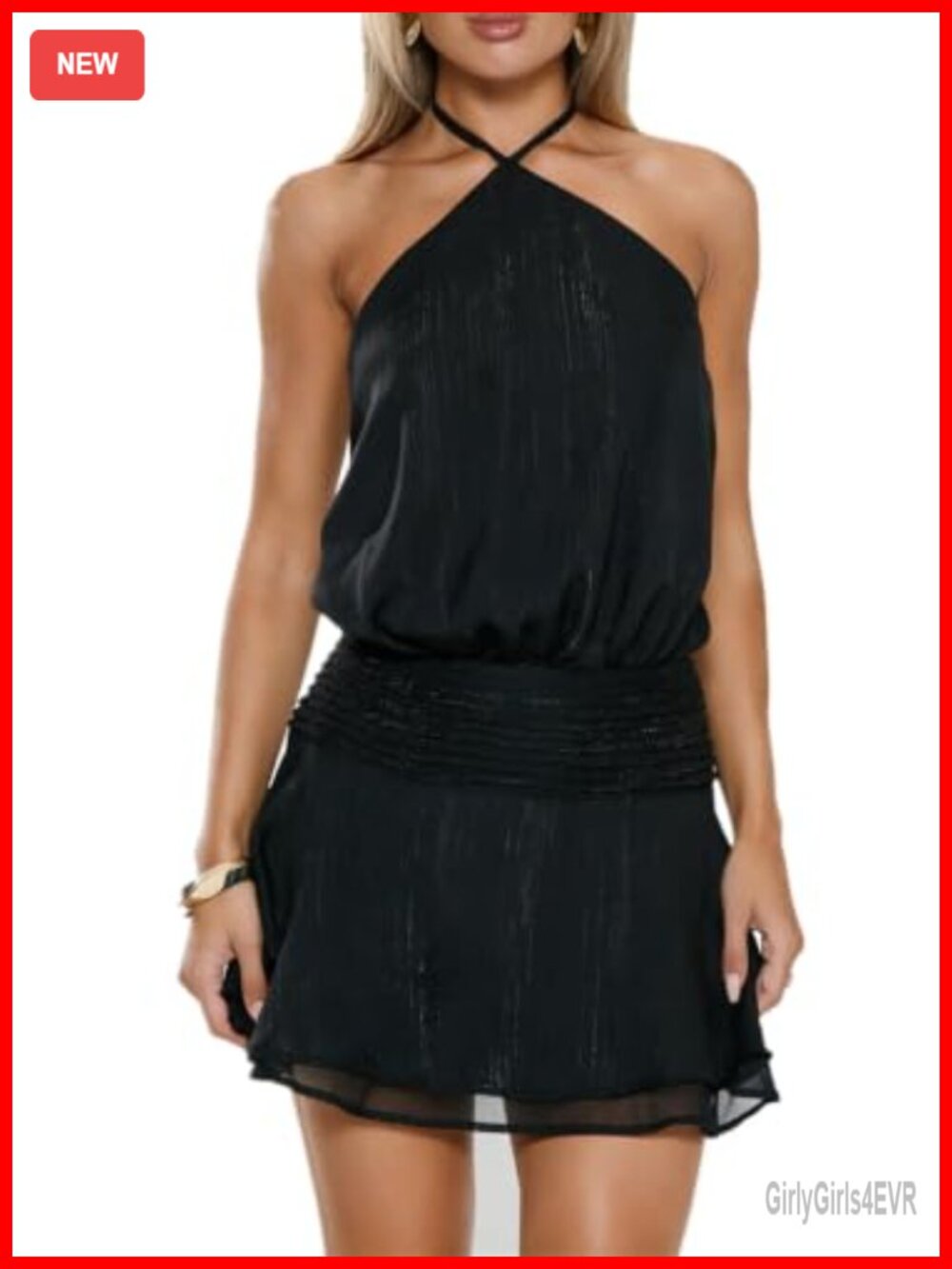 Halter Open Back Sleeveless Mini Chiffon Party Dress